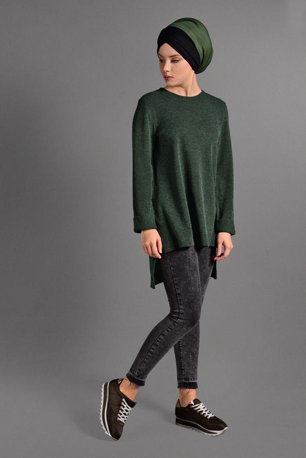 Tesettür giyim  DUBLE KOL DETAYLI TRİKO TUNİK 06971  - TRENDTESETTÜR