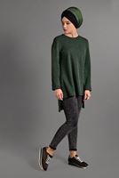 Tesettür giyim HAKİ DUBLE KOL DETAYLI TRİKO TUNİK 06971 