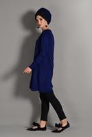 Tesettür giyim MAVİ YANLARI YIRTMAÇLI TRİKO KAZAK 15315