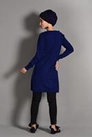 Tesettür giyim MAVİ YANLARI YIRTMAÇLI TRİKO KAZAK 15315