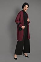 Vêtements hijab ROUGE BORDEAUX TUNIQUE EN TRICOT À SEQUINS 18102 
