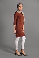 Hijab clothing BROWN CREW-NECK KNIT TUNIC 42815 