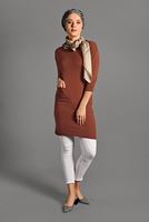 Hijab clothing BROWN CREW-NECK KNIT TUNIC 42815 