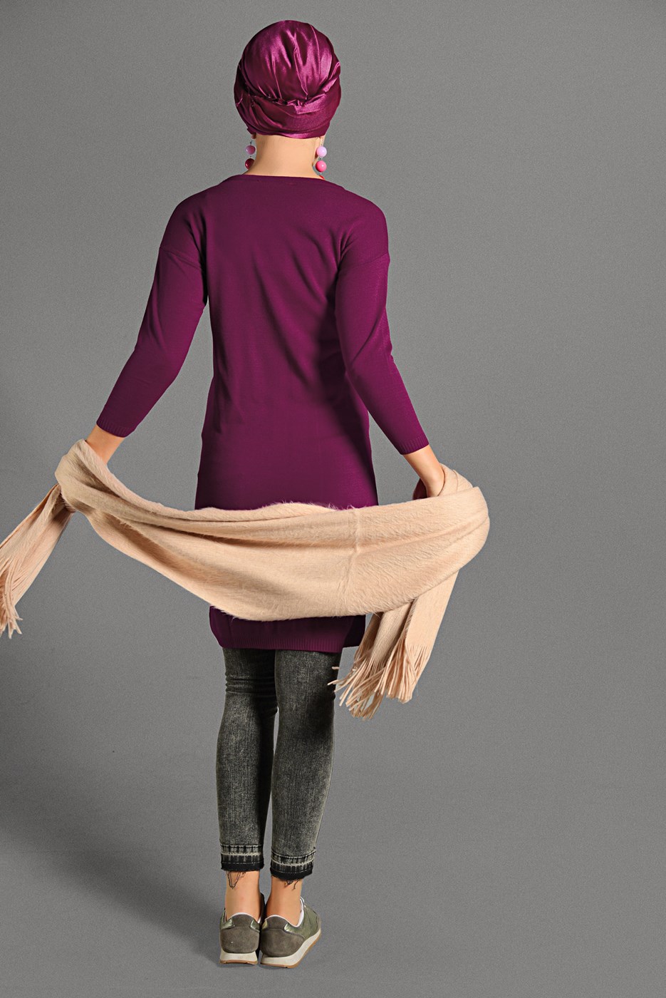 Hijab clothing PURPLE CREW-NECK KNIT TUNIC 42815 