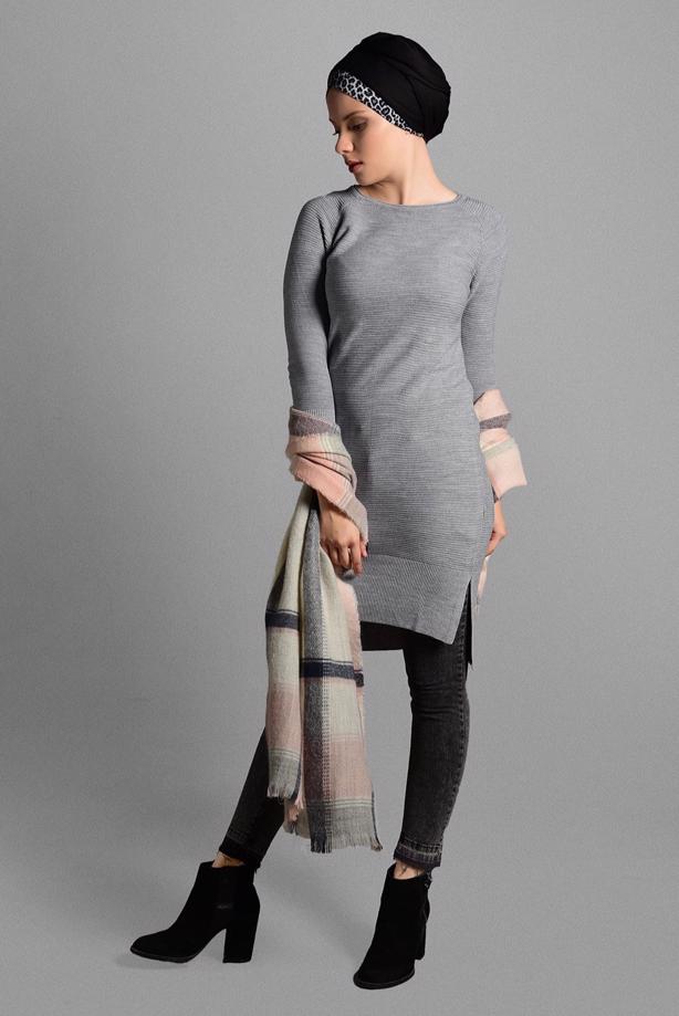 Vêtements hijab  KNIT TUNIC WITH SLIT 60815 - TRENDTESETTÜR