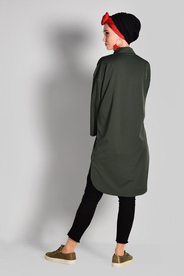 Vêtements hijab  BUTTONED SHIRT-COLLAR TUNIC WITH POCKETS 65102  - TRENDTESETTÜR