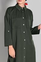 Hijab clothing KHAKI BUTTONED SHIRT-COLLAR TUNIC WITH POCKETS 65102 