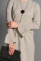 Tesettür giyim BEJ VOLANLI TRİKO TUNİK T 96715