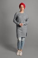 Vêtements hijab GRIS TUNIQUE BRILLANTE EN TRICOT 0008
