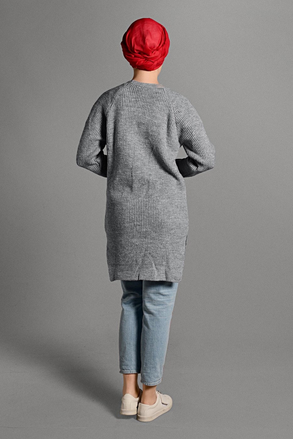 Vêtements hijab GRIS TUNIQUE BRILLANTE EN TRICOT 0008