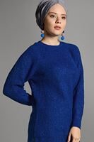 Vêtements hijab BLEU MARINE TUNIQUE BRILLANTE EN TRICOT 0008