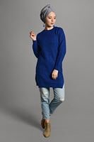 Vêtements hijab BLEU MARINE TUNIQUE BRILLANTE EN TRICOT 0008