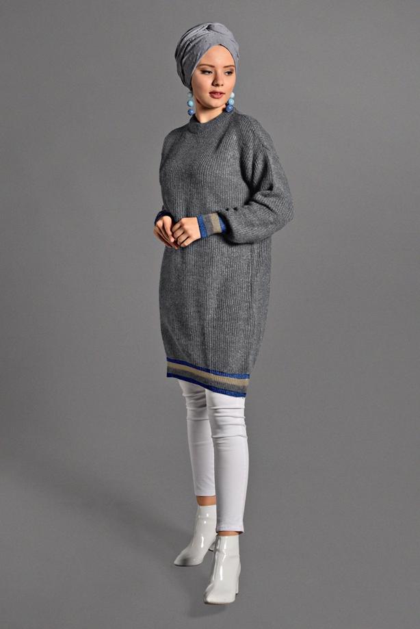 Vêtements hijab  STRIPPED KNIT TUNIC 0017 - TRENDTESETTÜR