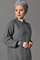Hijab clothing GREY STRIPPED KNIT TUNIC 0017