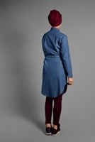 Hijab clothing NAVY BLUE SMOCKED-WAIST DENIM TUNIC 376  