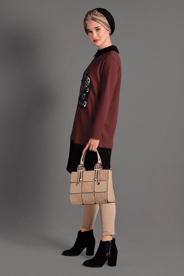 Tesettür giyim  PUL PAYET TUNİK T 2088 - TRENDTESETTÜR