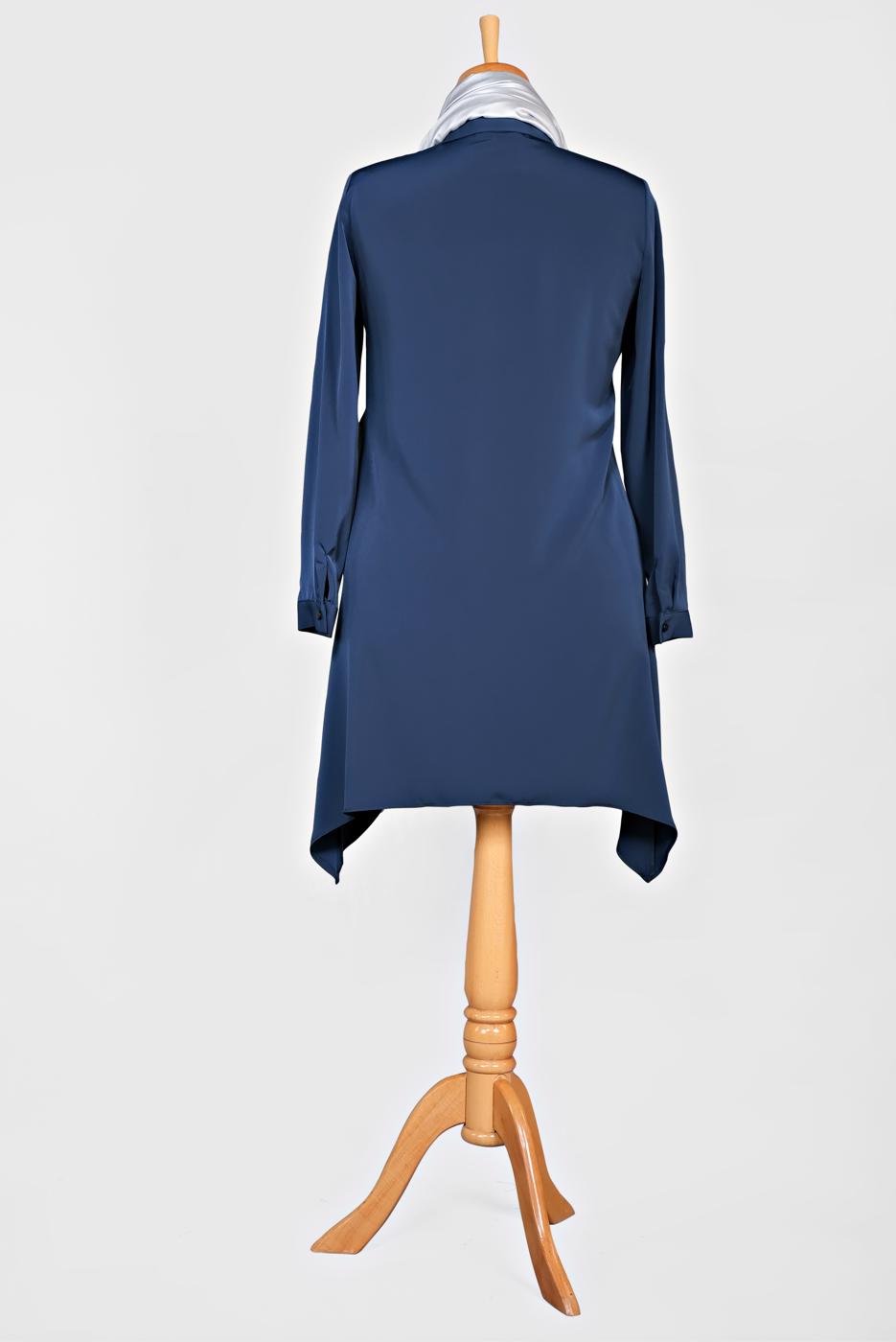 Tesettür giyim LACİVERT YAKASI ÜÇ BOYUTLU ÇİÇEK DETAYLI TUNİK 2754