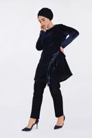 Hijab clothing NAVY BLUE RUFFLED TUNIC 2756 
