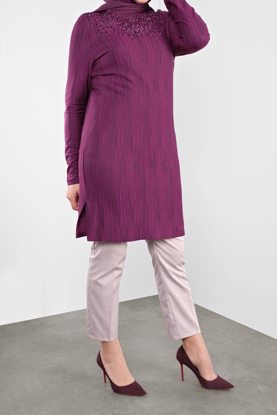 Vêtements hijab FUCHSIA ALVINA TUNIQUE MODESTE AVEC GEMME T 2774