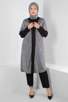 Vêtements hijab GRIS ALVINA TUNIQUE 2 PIÈCES RAYÉES AVEC GILET T 2851