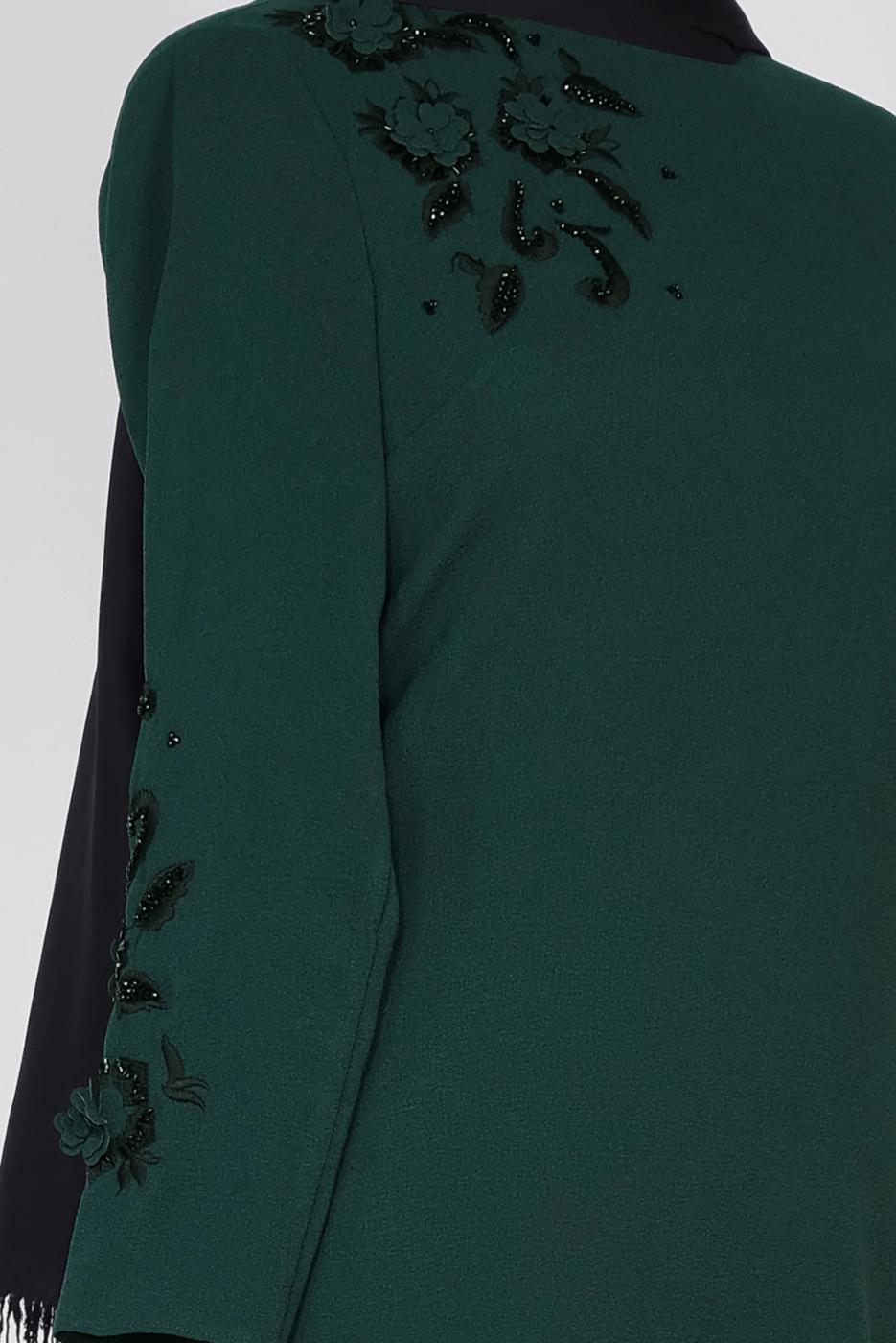 Tesettür giyim MAVİ ALVİNA BONCUK İŞLEMELİ KREP TUNİK 2853	