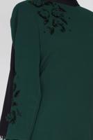 Tesettür giyim MAVİ ALVİNA BONCUK İŞLEMELİ KREP TUNİK 2853	