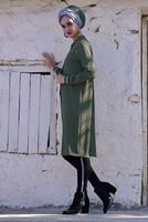 Tesettür giyim HAKİ KUŞGÖZ DETAYLI TUNİK 4406 