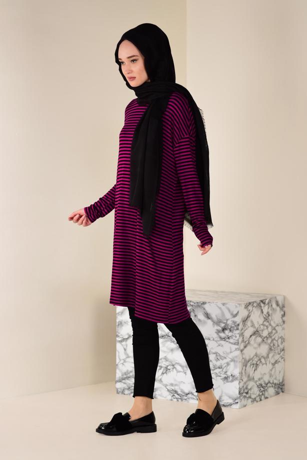 Hijab clothing FUCHSIA ALVINA STRIPED TUNIC T 4590 - TRENDTESETTÜR