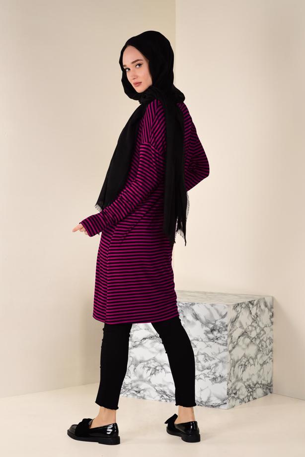 Hijab clothing FUCHSIA ALVINA STRIPED TUNIC T 4590 - TRENDTESETTÜR