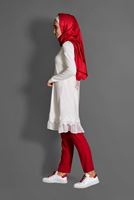 Tesettür giyim KREM ETEK UCU DETAYLI PENYE TUNİK 4594 