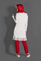 Tesettür giyim KREM ETEK UCU DETAYLI PENYE TUNİK 4594 