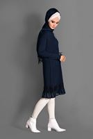 Tesettür giyim LACİVERT ETEK UCU DETAYLI PENYE TUNİK 4594 
