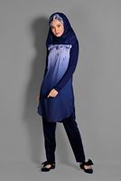 Tesettür giyim LACİVERT BASKI DETAYLI BİSİKLET YAKA TUNİK 4623