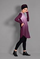 Tesettür giyim MOR BASKI DETAYLI BİSİKLET YAKA TUNİK 4623