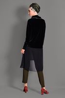 Tesettür giyim SİYAH HAKİM YAKA ETEK UCU TÜL KADİFE TUNİK 4678 