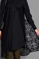 Tesettür giyim SİYAH GÖMLEK YAKA TUNİK T 4685