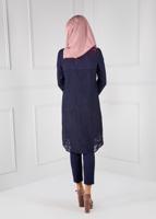 Tesettür giyim LACİVERT GÖMLEK YAKA TUNİK T 4685