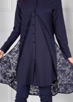 Tesettür giyim LACİVERT GÖMLEK YAKA TUNİK T 4685