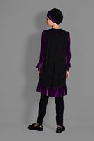 Tesettür giyim SİYAH KADİFE KUMAŞ DETAYLI TUNİK 4732 