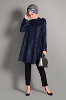 Tesettür giyim LACİVERT DANTELLİ VOLANLI TUNİK 4768 