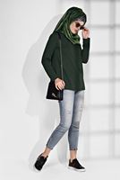 Tesettür giyim HAKİ ARKASI UZUN CEPLİ TUNİK 4773