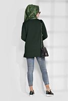 Tesettür giyim HAKİ ARKASI UZUN CEPLİ TUNİK 4773
