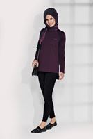 Tesettür giyim MOR ARKASI UZUN CEPLİ TUNİK 4773