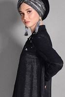 Tesettür giyim SİYAH GENİŞ KESİM SİMLİ TUNİK 4782 