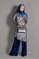 Tesettür giyim GRİ ETEK UCU VOLANLI TUNİK 4829 