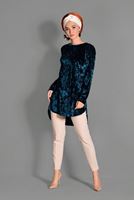 Tesettür giyim MAVİ BİSİKLET YAKA KADİFE TUNİK 4842 