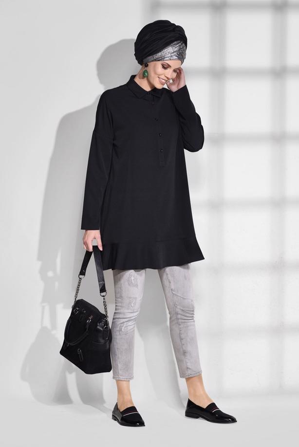 Tesettür giyim  ETEK UCU VOLANLI TUNİK 4864  - TRENDTESETTÜR