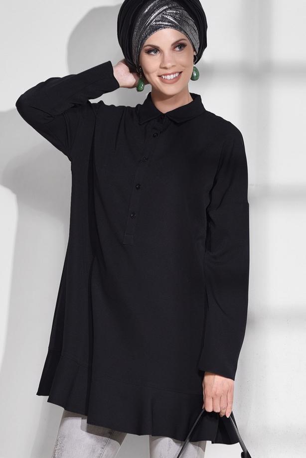 Tesettür giyim  ETEK UCU VOLANLI TUNİK 4864  - TRENDTESETTÜR