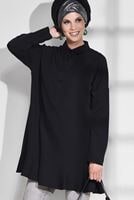 Tesettür giyim SİYAH ETEK UCU VOLANLI TUNİK 4864 