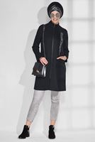 Tesettür giyim SİYAH PAYET İŞLEMELİ CEPLİ TUNİK  4865 